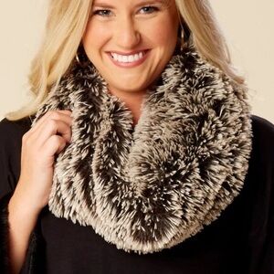 Altar'd State Plush Faux Fur Scarf in Black/Grays